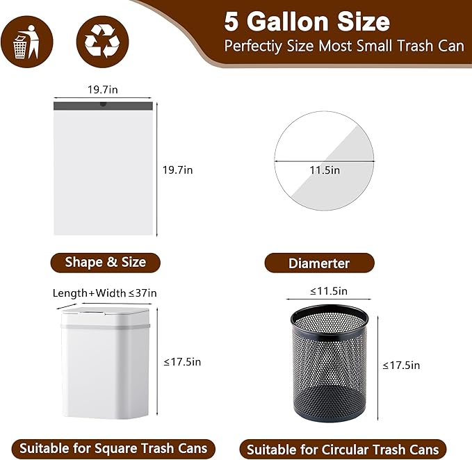 5 Gallon Trash Bags Drawstring, 360 Count 1.2 Mil Thick Garbage Bags by WOWSOLID, Fit Liners 15-20 Liter, 4.5-5.5 Gal, Trash Can Bin for Bathroom, Kitchen, Bedroom, Office