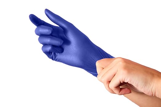 BeeSure BE1147case Powder Free Exam Gloves, Nitrile, Beaded-Cuff, Medium, Blue (Pack of 3000)