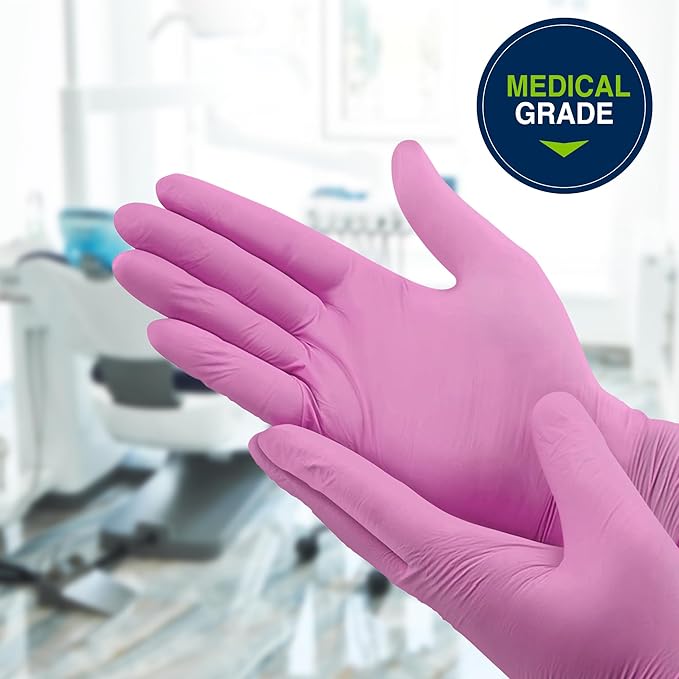 HALYARD PINK UNDERGUARD Nitrile Exam Gloves, Powder-Free, 4.7 mil, Extended 12" Cuff, Pink