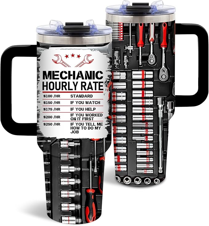 DUUV Mechanic Gifts, Mechanic Tumbler 40 Oz, Stainless Steel Insulated Mug, Christmas Thanksgiving Birthday Gifts for Mechanics Car Enthusiasts, Funny Coffee Travel Mug for Auto Repair Workers, 1PCS