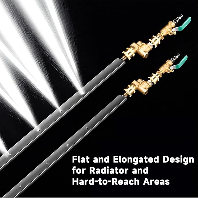 40" Radiator Cleaning Wand, Radiator Cleaner Wand Washer for Car SUV Truck RV, 4500PSI Stainless Steel Radiator Cleaning Tool Kit with Valve Switch & Connector for Water Tank Flush & Debris Removal