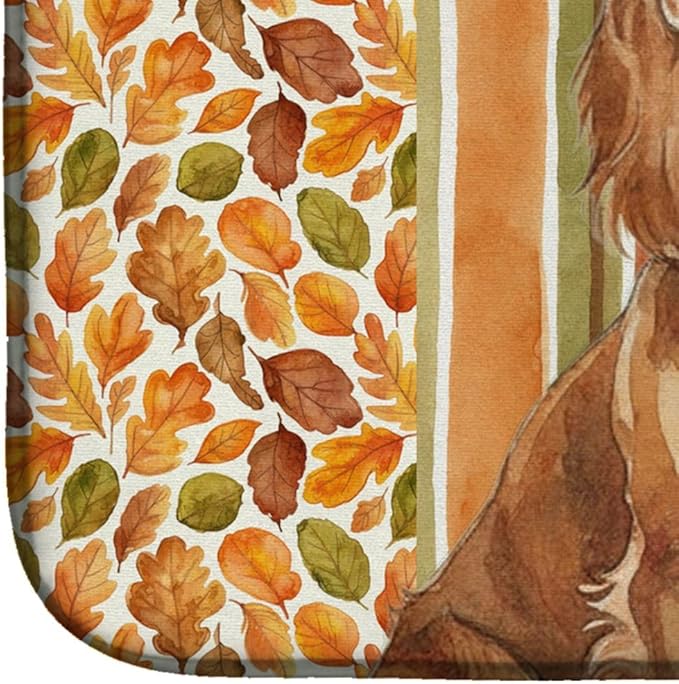 Caroline's Treasures Boykin Spaniel Heirloom Fall Dish Drying Mat Absorbent Dish Drying Mat Pad for Kitchen Counter Dish Drainer Mat for Countertop, 14 x 21", Multicolor