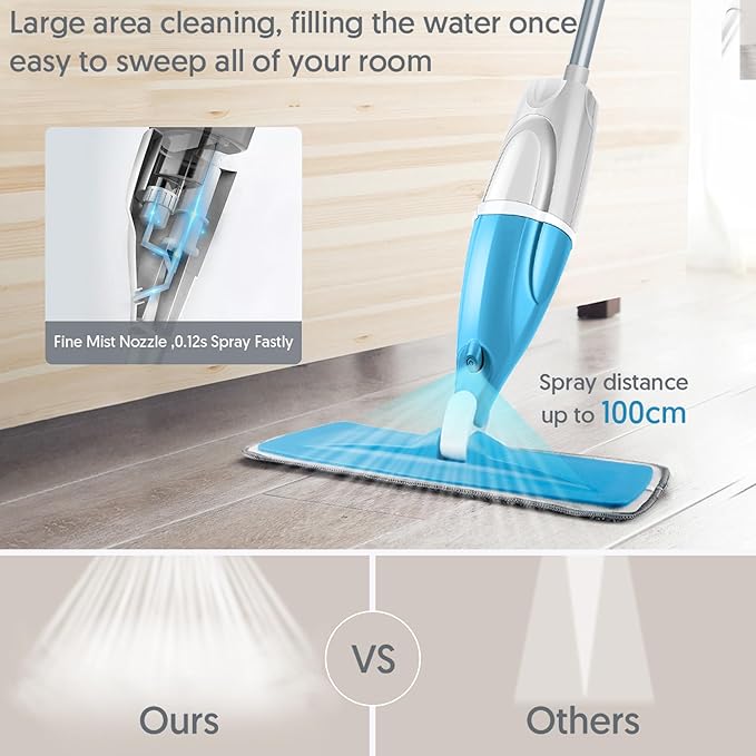 EXEGO Dust Mop Wet Mop with 9 Washable Pads