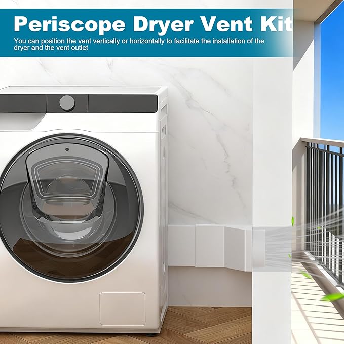 UD48S Stainless Steel Telescoping Dryer Vent Kit with Silicone Connector, Adjustable 17.7-29.5" Periscope Duct for Whirlpool and All 4 Inch Dryer Vents, Low Profile Flat Vent for Tight Spaces