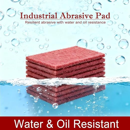 20 Pack Red Scuff Pads 6"x9" with Gloves – Very Fine Aluminum Oxide Non-Woven Abrasive Hand Pads for Automotive Paint Prep, Surface Preparation, Sanding, Woodworking, Metal & Plastic (9x6x0.4 in)