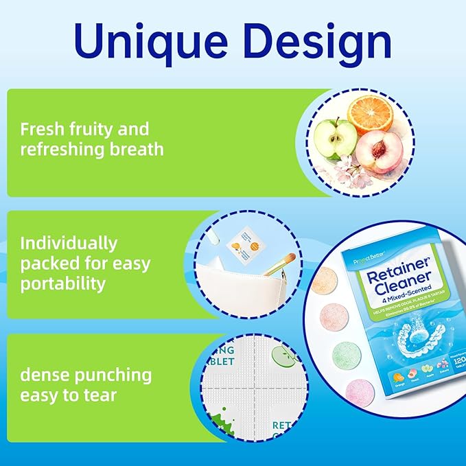 Retainer Cleaner Tablets & Denture Cleaning Tablets （5-mixed favor,156 denture cleaning tablets）
