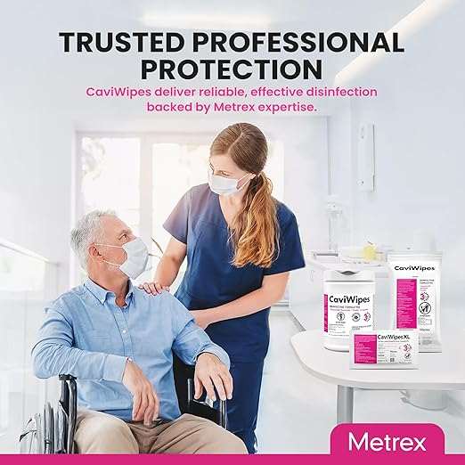 Metrex CaviWipes Disinfecting Towelettes, Pack of 12 – Durable Non-Woven Disinfecting Wipes for Hard, Non-Porous Surfaces in Healthcare & Laboratory Settings – Pre-Saturated with CaviCide, 13-1100