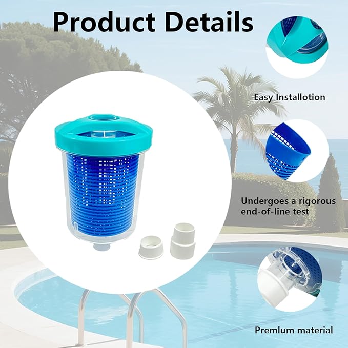 All-in-One Inline Pool Leaf Canister Compatible with Hayward W560 PoolVac Navigator Leaf Catcher Filter with Strainer Basket and 5-Pack Skimmer Socks