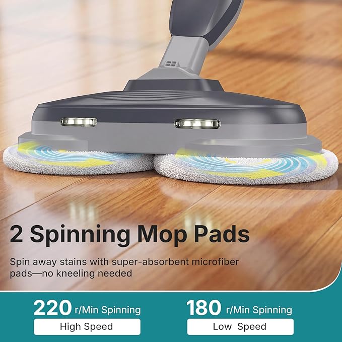 OLIXIS Steam Mop, All-in-One Scrubbing Steam Mops for Floor Cleaning with Rotating Pads, Floor Steamer with 2 LED Lights, 4 Cleaning Modes, Swivel Steering, 16.4 FT Cord, Safe for Hardwood and Tile