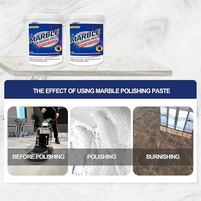Professional Marble & Granite Polishing Paste – Quartz Countertop Cleaner, Stone Sealer & Protector for Floors & Walls – Scratch Removal, Gloss Restorer & Multi-Surface Care (2.2LB)