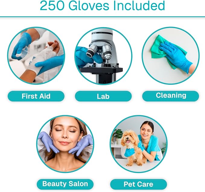 Vive Powder Free Nitrile Exam Gloves - Blue, Disposable, Latex-Free - For Medical Exams