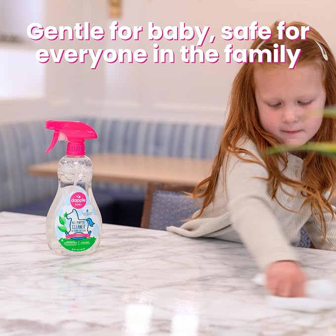 Dapple Baby All Purpose Cleaning Spray and All Purpose Wipes - (2 Pack) 16.9 fl oz Bottle - 30 Cleaning Wipes Total - Fragrance-Free, Hypoallergenic & Plant-Powered - Baby Essentials