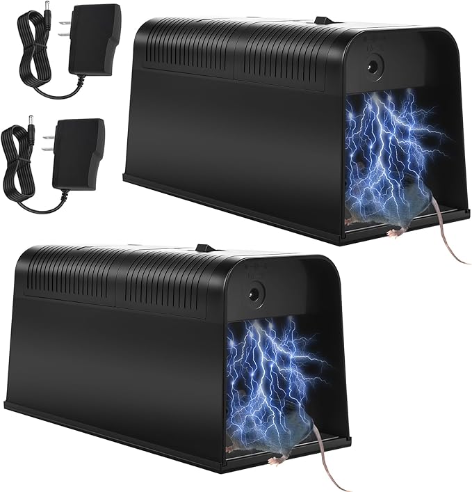 2026 Upgraded Electric Mice Trap Rat Traps Electronic Mouse Traps Zapper, High Voltage No-Touch Rodent Zapper Indoor for Home, Living Rooms, Kitchens, Garages, Reusable Rat Trap Electric Shock(2Pack)