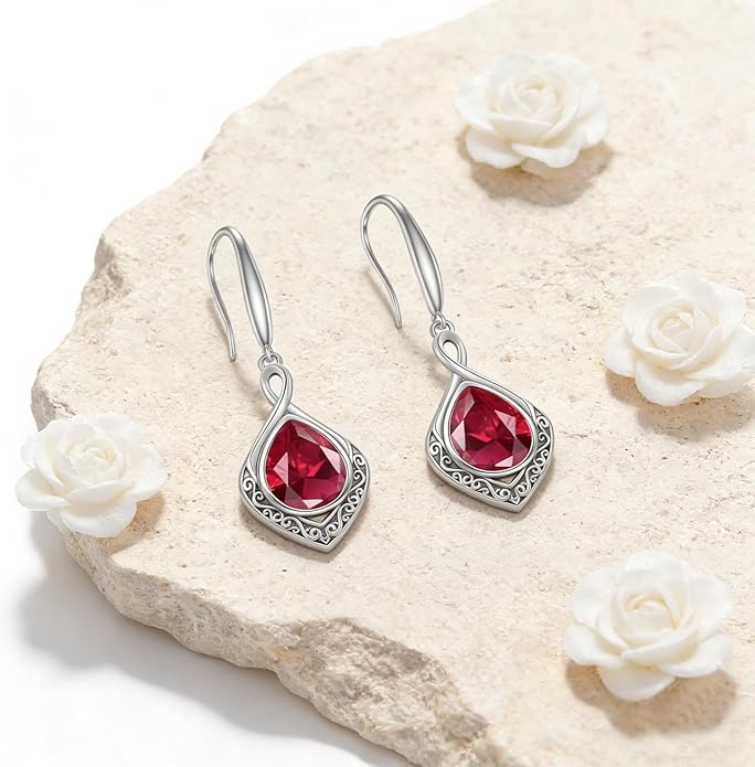 PELOVNY Celtic Knot Filigree Earrings for Women 925 Sterling Silver Moss Agate/Birthstone Infinity Earrings Birthday Christmas Jewelry Gifts for Mom Daughter Wife Sister