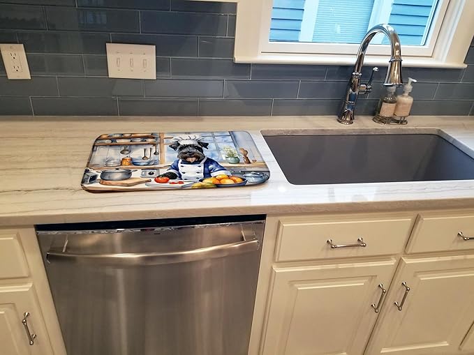Caroline's Treasures DAC6273DDM Kerry Blue Terrier The Chef Dish Drying Mat Absorbent Dish Drying Mat Pad for Kitchen Counter Dish Drainer Mat for Countertop, 14 x 21", Multicolor