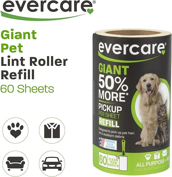 Evercare Pet Bundle Giant Pet Roller REFILLS - 6 Pack, Dark Green