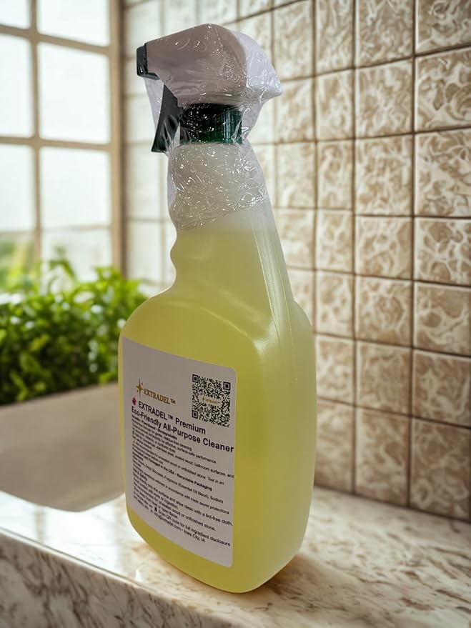EXTRADEL™ Safe on Counters, Tough on Daily Messes – Premium 32 oz Plant‑Based, Shine‑Boosting All‑Purpose Cleaner with Essential Oil Scent