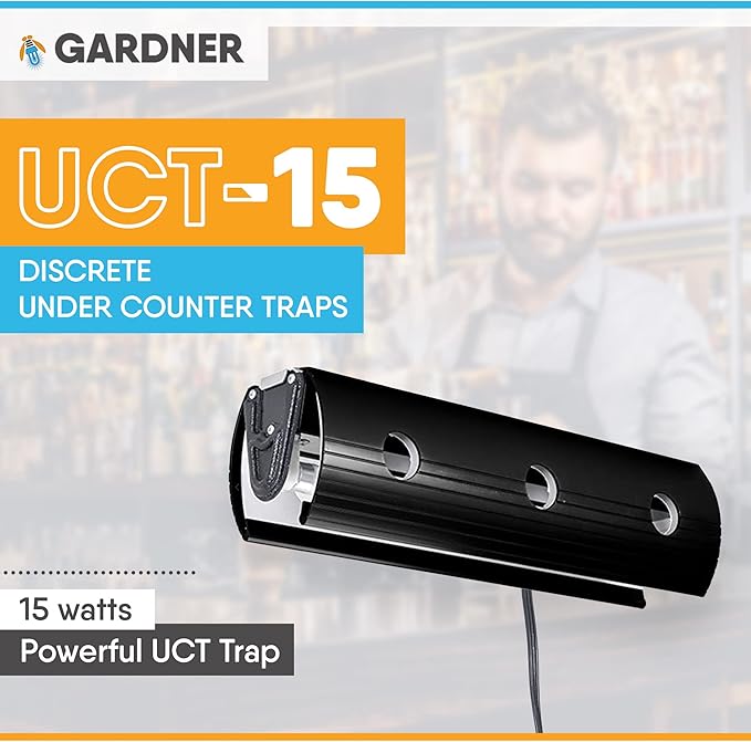 Gardner - UCT-15 – Discrete Under The Counter UV Fly Light – Trap Even The Tiniest Insects – No Zapper – (Black)