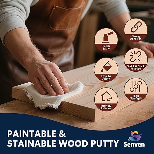 Wood Filler Wood Putty 18oz, Paintable Stainable Putty Filler, Furniture Repair Kit, Furniture Scratch Cracks Holes Repair, Water Resistant, White