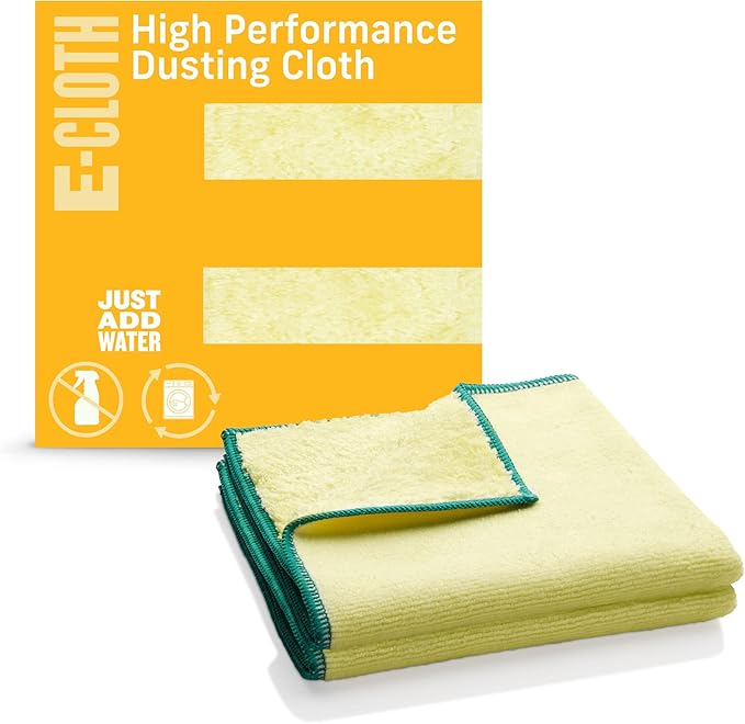 E-Cloth High Performance Dusting Cloth - Reusable Microfiber Cleaning Cloths, Dual-Sided, Washable, For Home, Kitchen, Glass, Wood & Granite, Streak Free Cleaning Supplies - 2 Pack