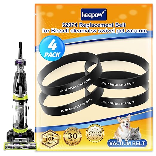 KEEPOW Replacement Belts Compatible with Bissell Powerlifter/CleanView Swivel Rewind Pet Vacuum 2252, 2253, 2254, 22543, 2255, 2256, 2258, 2259, 2260, 2316, 1790, 1792, Part#32074, 4 Pack