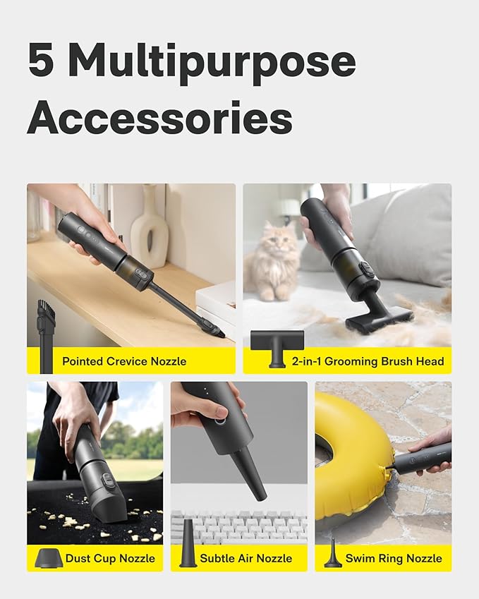 HOTO AutoCare Air Duster & Vacuum with Electric Spin Scrubber