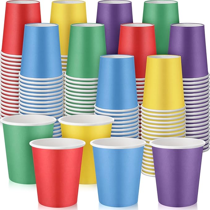 200 Pcs Rainbow Paper Cups 7 oz Disposable Party Cups Bulk for Birthday Rainbow Party Supplies DIY and Holiday Hot Cold Beverage