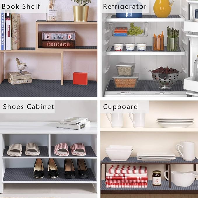 HooTown Shelf Liner Kitchen Cabinet Drawer Mats 23.6 Inch Wide x 78.7 Inch Long, Non Slip EVA Plastic Water Resistant Pad for Bathroom Drawers,Shoe Shelves, Under Sink, Gray