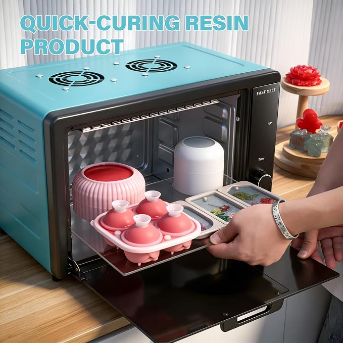10L Large 395nm UV Resin Curing Machine with 150 LEDs & Reflective Cups 30% Faster Curing,Auto-Shutoff Safety Door Sensor, Silent Cooling Fans, HD Display UV Resin Curing Box for Craft DIY Decor