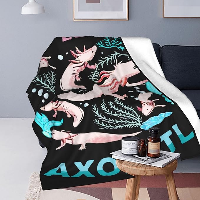Axolotl Just A Boy Throw Blanket - Super Warm, Soft Plush, Lightweight Fleece Flannel - Axolotl Gifts for Boys, Girls, Kids, Women, Adults - Winter Couch, Bed - 60"X80"