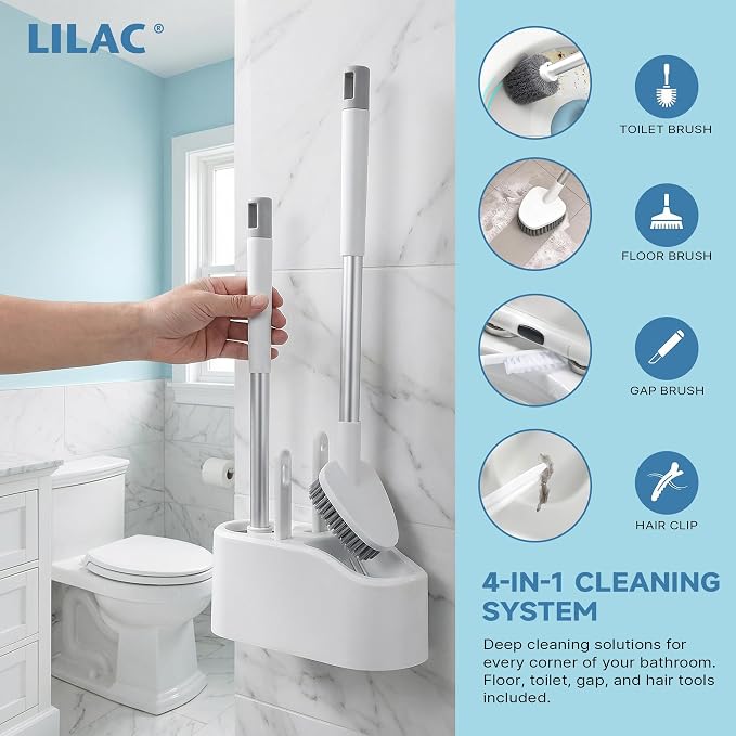 2 Pack Toilet Brush and Holder,Ergonomic, Elegant, Durable, Toilet Bowl Brush for Bathroom