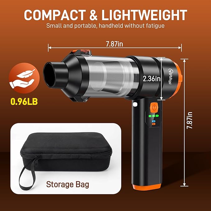 Handheld Car Vacuum Cleaner, Vacuum Portable Cordless 1 Hour Rapid Rechargeable with 20000PA Strong Suction, High Power Hand Held Vacuum with LED Light and Multi-Nozzles for Car, Home, Office, Pet