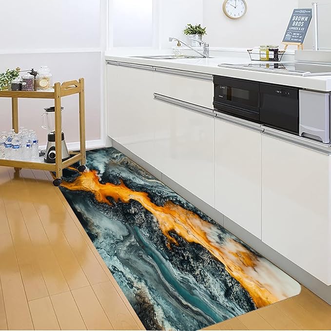 WODEJIA Non Slip Bath Rugs Sponge Foam for Bathroom,Flannel Mat Rug for Living Room, Absorbent MatS for Forlaundry Room and Kitchen,Art Welcome Mat 47x18 Inches