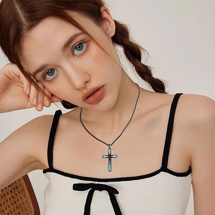 ONEFINITY Religious Cross Pendant Necklace Sterling Silver Origami Cross Pendant Gifts for Women Men Jewelry