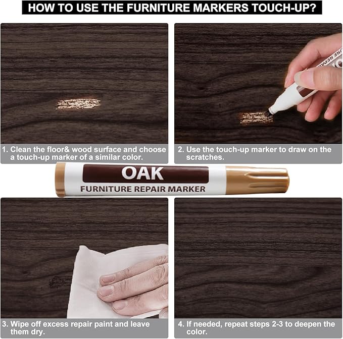 Hardwood Floor Repair Kit -11PCS Laminate Vinyl Floor Wax with 8PCS Wood Furniture Touch Up Marker,Professional Restoration The Scratches, Stains,Holes on Any Wood Floor and Wooden Furniture