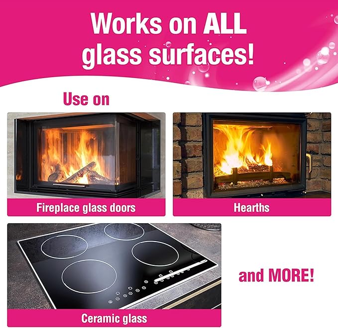 Quick 'n Brite Fireplace Glass Cleaner 16oz, Nonabrasive Cleaning Spray for Oven, Cooktops, Ceramic-Glass, Microwave Glass (Pack of 2)