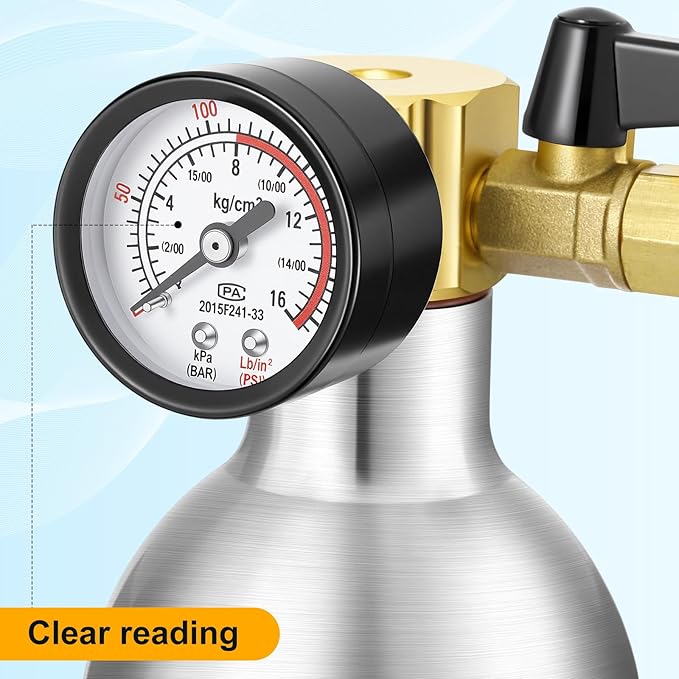 Rossesay AC Flush Kit Air Conditioner System Flush Canister Kit AC Drain Line Cleaner Tool Conditioning Pipeline Set with Gauge, Air Fittings and Hose for Car Conditioner Pipe (Aluminum,Classic)