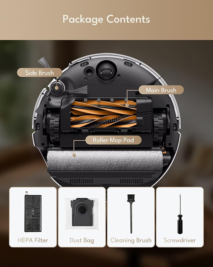 Z60 Ultra Replacement Parts for MOVA Z60 Ultra Roller Complete/Z60 Ultra Roller SA Robot Vacuum Cleaner,22 Pcs Z60 Ultra Accessories Kit:2 Main Brush,2 Roller Mop,6 Side Brush, 4 Filter, 6 Dust Bags