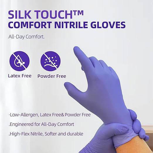 Jointown Nitrile Exam Gloves, Medical Ice Blue Gloves Disposable Latex Free Powder-Free For Exam, Food Prep Cleaning, 2 Box of 100, S