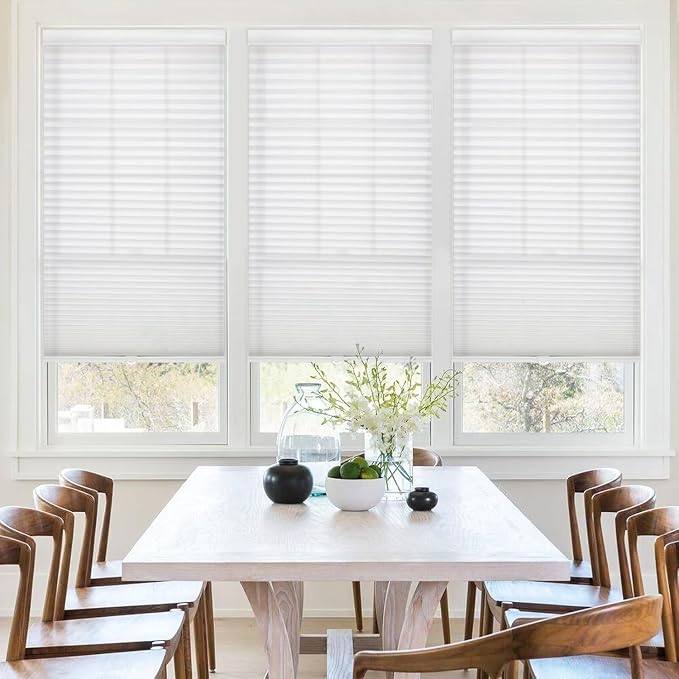 MYshade 1.5-Inch Cellular Cordless Light Filtering Shades, Honeycomb Window Blinds for Soft Daylight & Privacy, Thermal Insulation, Child Safe, Inside or Outside Mount (22" W x 50" H, White)