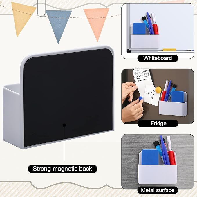 Colarr 20 Pack Magnetic Dry Erase Marker Holder Bulk Whiteboard Magnetic Marker Holder Pen Pencil Organizer for Classroom Whiteboard Refrigerator Locker Storage (White)