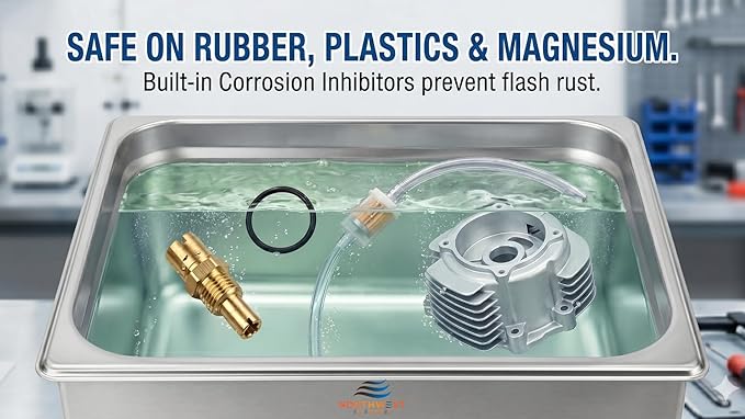 NORTHWEST ENTERPRISES Ultrasonic Cleaner Solution for Carburetors and Engine Parts. Industrial Strength Concentrated Washing Compound for Ultrasonic Machines & Immersion Washers - Makes 11 Gallons!