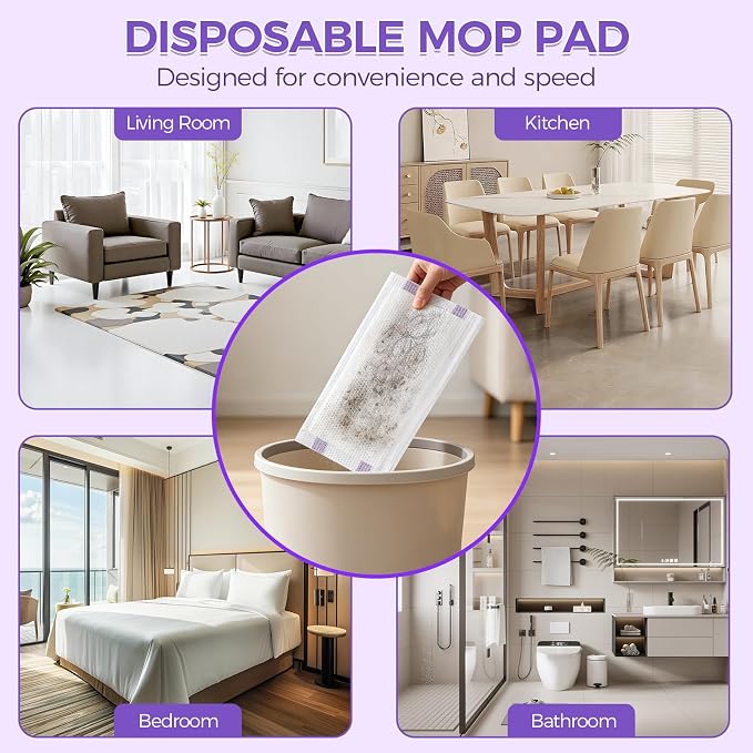 100Pcs Disposable Mop Pads Refills, Compatible with Swiffer WetJet, Thick Dry/Wet Floor Cleaning Pads for Hardwood, Tile & Laminate