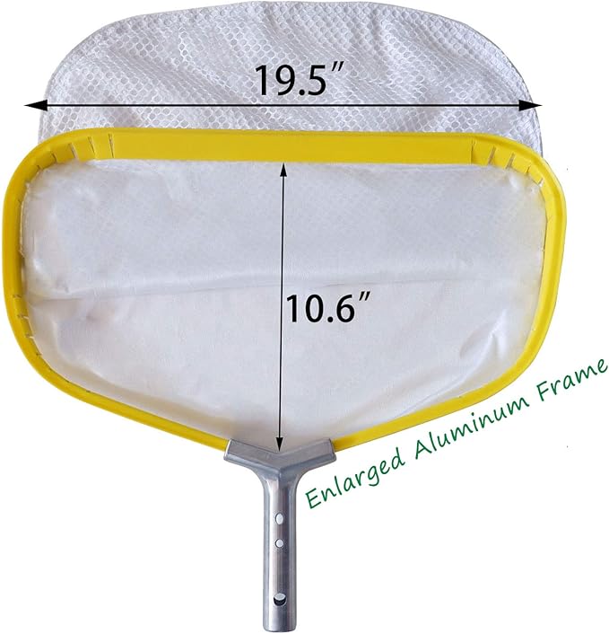 Professional Pool Net, Heavy Duty Skimmer Rake with Aluminum Frame, Fine Mesh Deep Bag Scoop for Cleaning Swimming Pool Leaf Pollen Silt, Pool Rake 19.5 inch