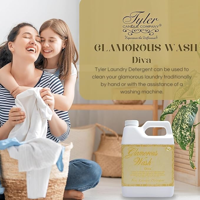 Tyler Candle Glam Wash Diva 64 Fl oz Laundry Detergent/with Glamorous Sachet Single Pouch Bonus Bentley Stain Remover Pen
