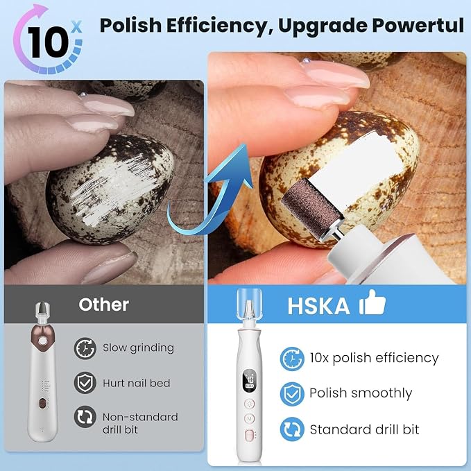 Electric Nail File Drill, Cordless Thick Toe Nail Grinding File for Seniors, Rechargeable Nail Filer, Buffer, Sander, Remove Cuticles, Callus, Gifts for Women & Men