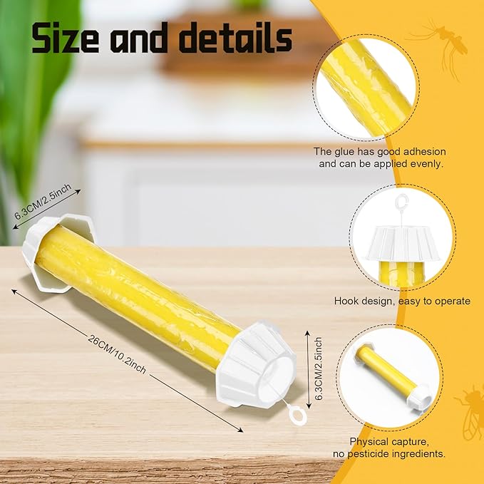 6 Pcs Fly Traps for Indoor Outdoor Hanging Fruit Fly Stick Trap Sticky Mosquito for Home Insect 10 x 2.5 Inches (Classic,Yellow and White)