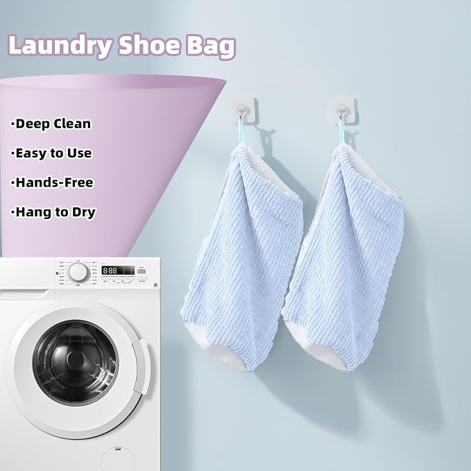Shoe Washing Machine Bag Shoe Laundry Bags for Sneakers Reusable 2pc Shoes Cleaning Bags 360° Deep Clean for All Shoes Types With Invisible Zipper