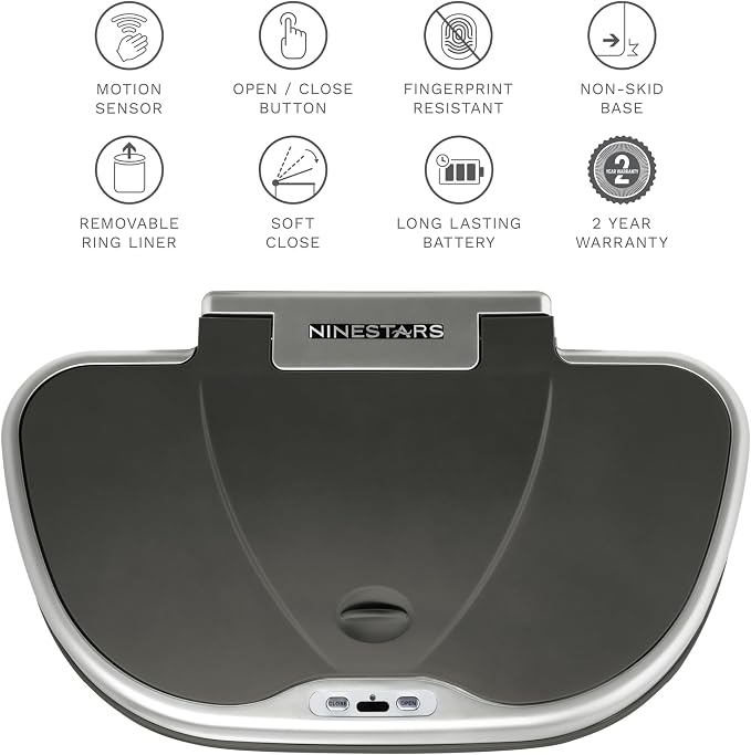 Ninestars DZT-70-R3 Motion Sensor Trash Can, Extra Large, Silver