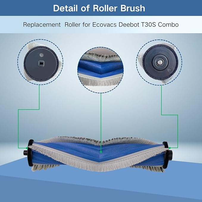 Replacement Accessories Parts Kit Compatible with Ecovacs Deebot T30S Combo| Includes 8 Dust Bags, 8 Mop Pads, 6 Filters, 6 Side Brushes, 2 Main Brushes